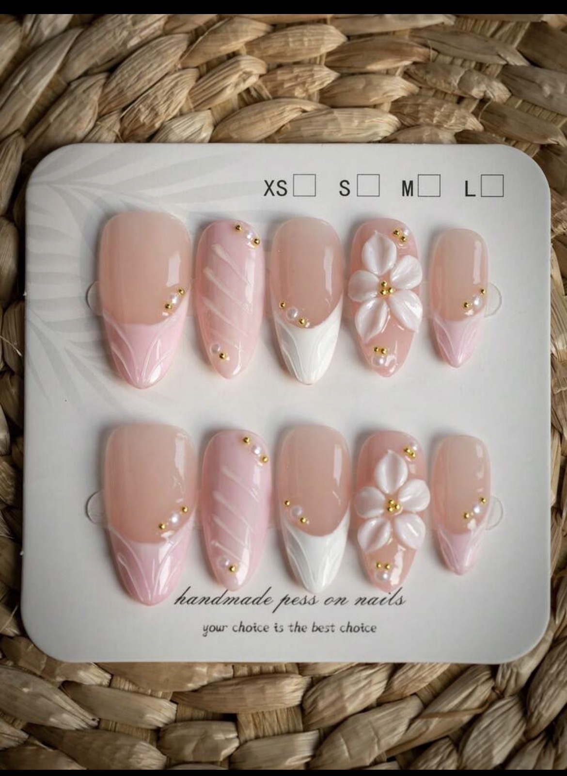 Nail Art Wedding - 10 قطع من الأظافر الاصطناعية المصنوعة