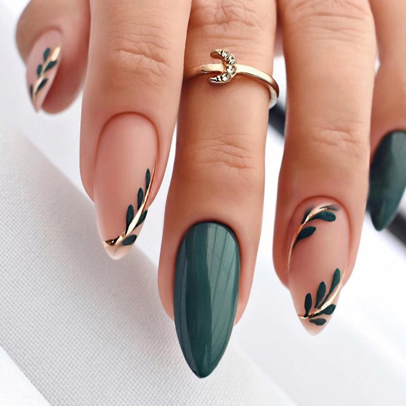 Nail Art Pink - 24P/مجموعة متوسطة الطول اللوز الصحافة على