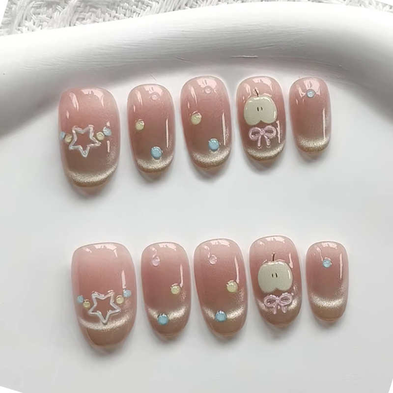 Nail Art Xs - 10 قطع أظافر صناعية بتصميم جديد