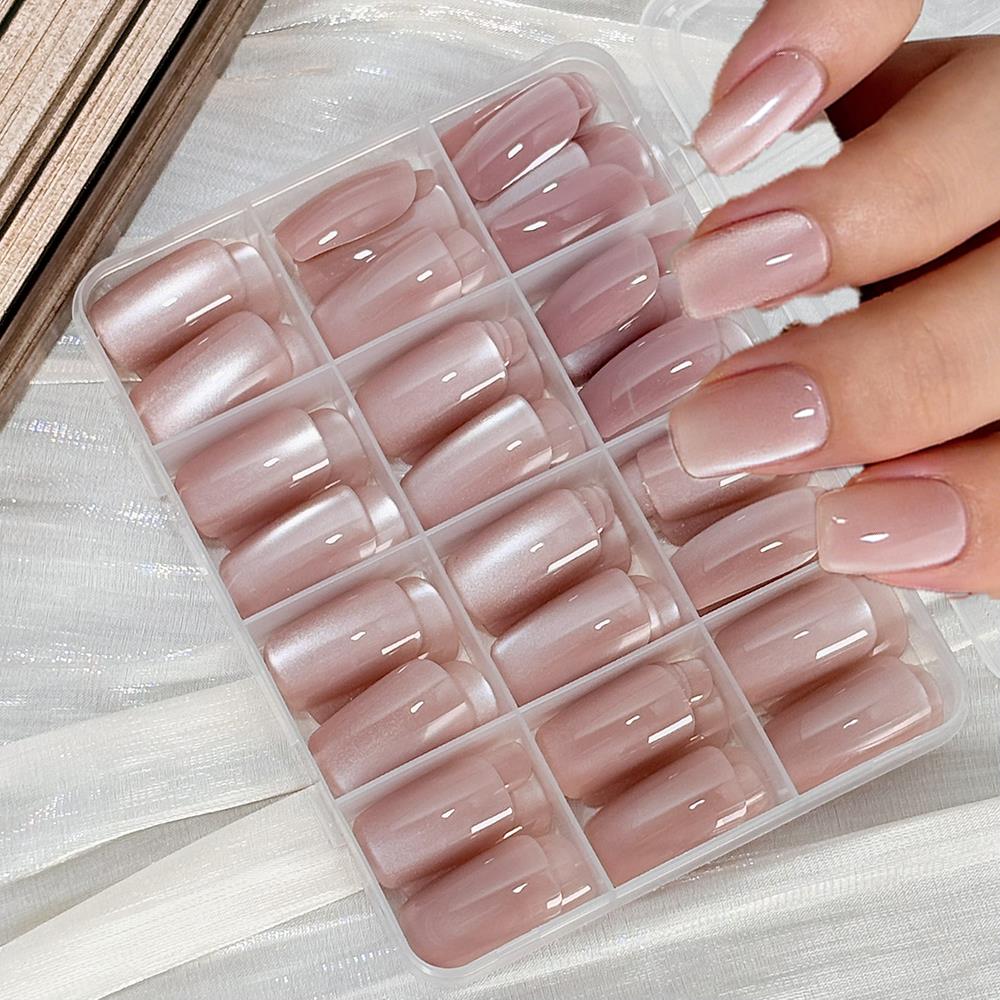 Nail Art Xs - 144 قطعة من الأظافر الاصطناعية اللامعة