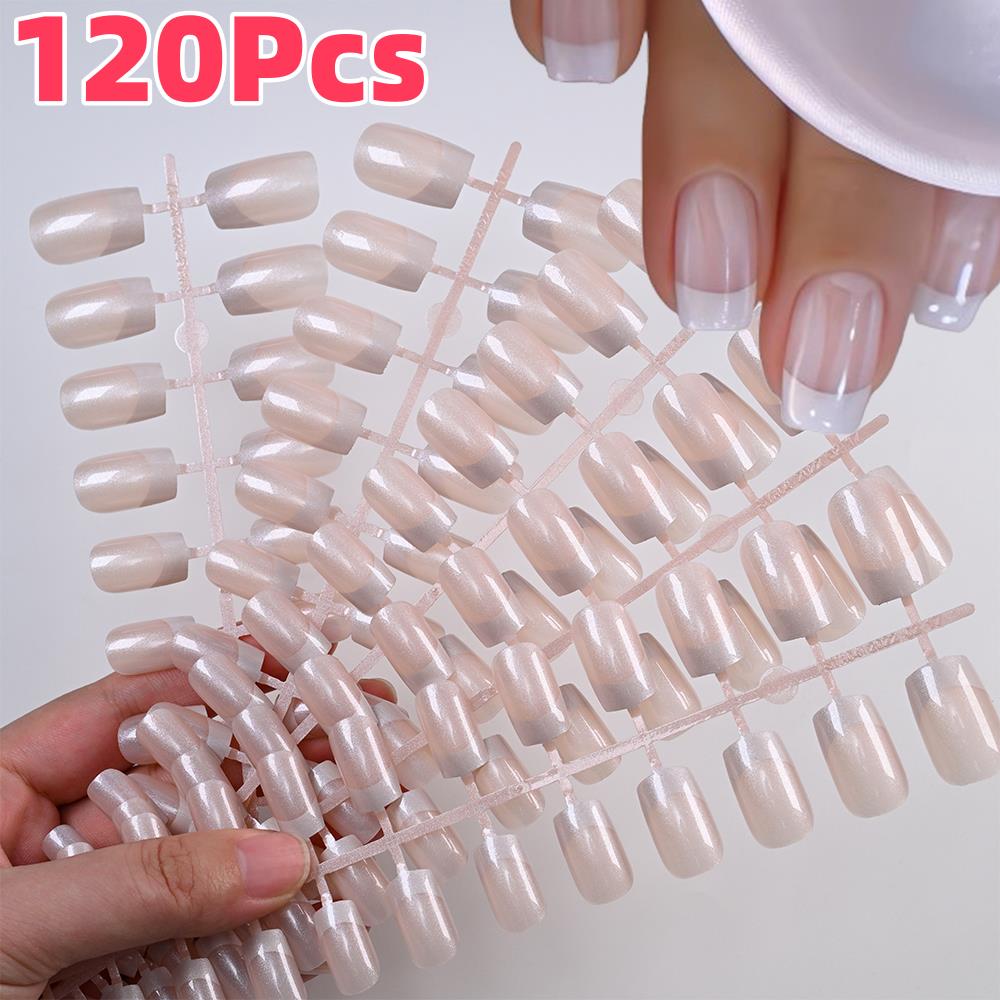 Nail Art Xs - 120 قطعة لامعة بيرليسسينت الفرنسية الأظافر