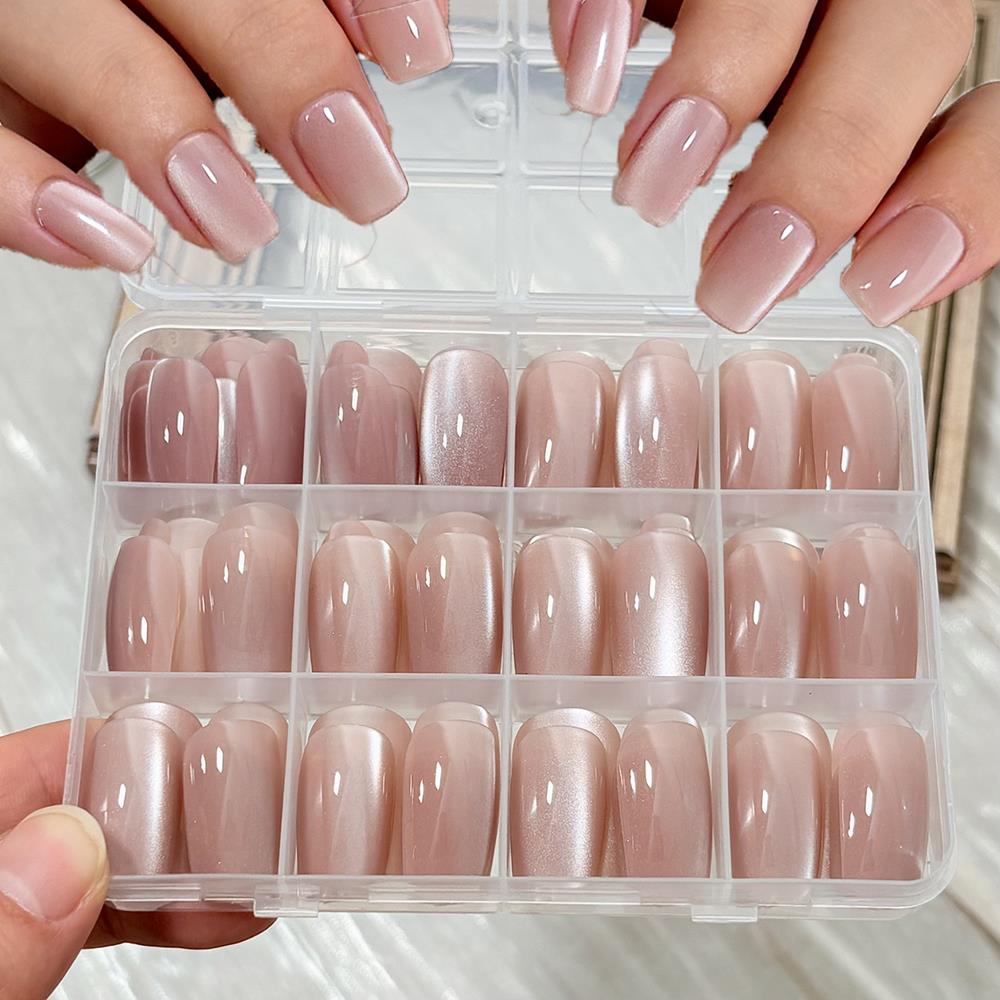 Nail Art Wedding - 144 قطعة/صندوق أظافر صناعية لاصقة بلون