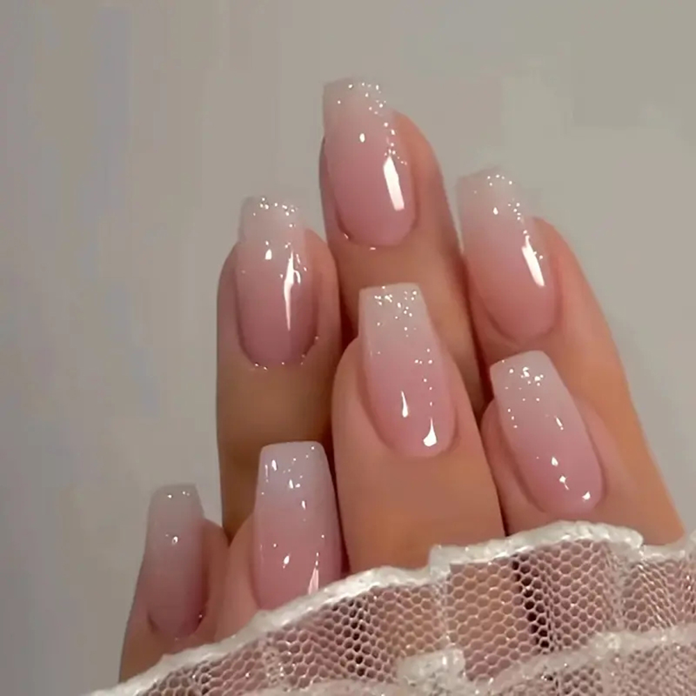 Nail Art Xs - 24 قطعة راقصة الباليه القصيرة اللامعة