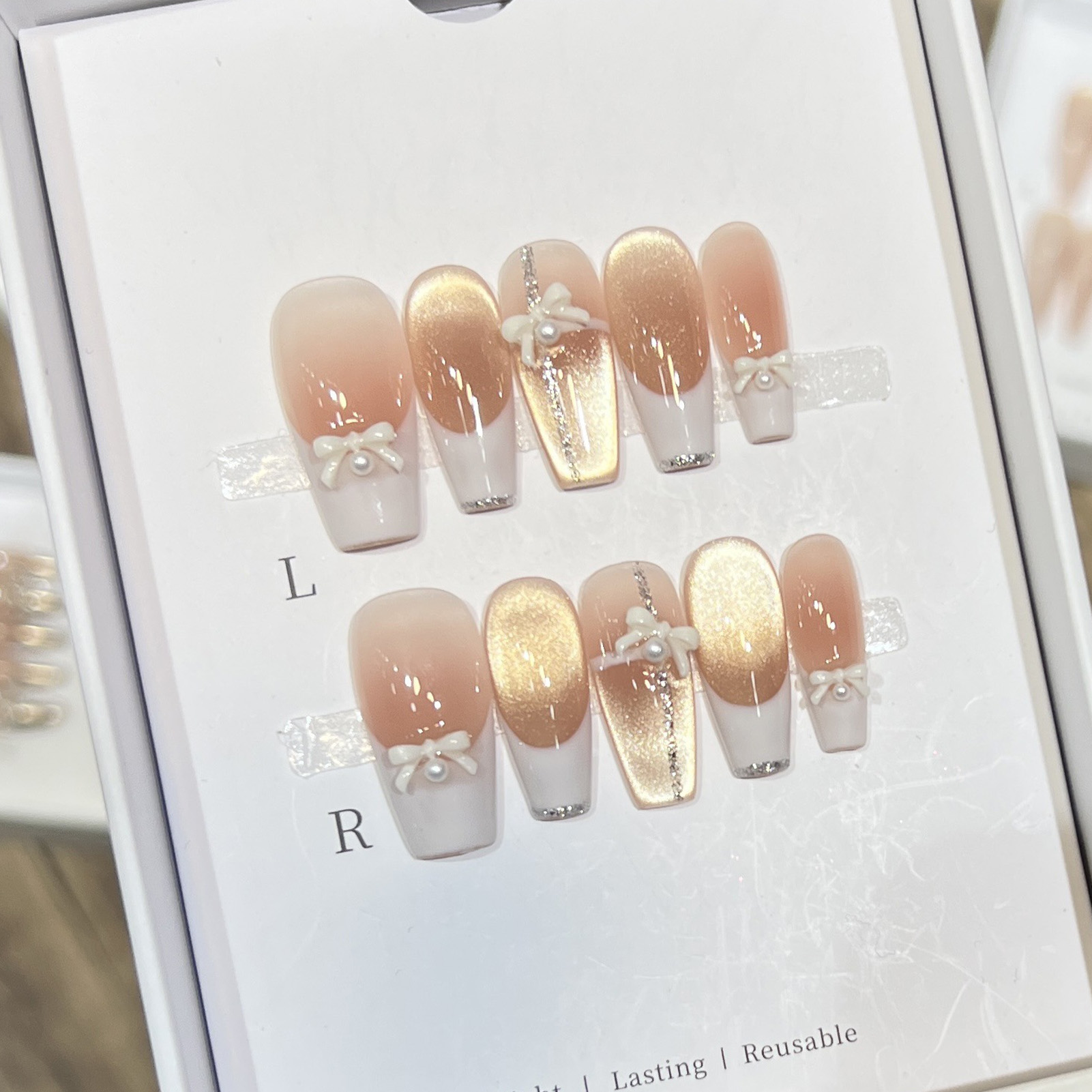 Nail Art Wedding - 10 قطعة النساء الوردي الصحافة على