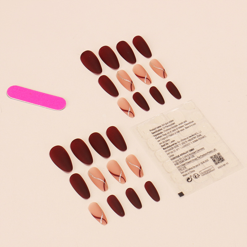 24 قطعة منتصف طول اللوز الذهب  - مراجعة Nail Art Pink وسعره