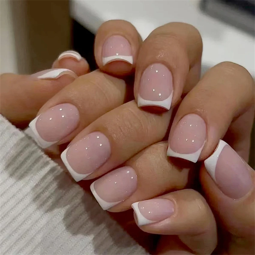 24 قطعة/المجموعة قصيرة الفرنسي - مراجعة Nail Art Pink وسعره