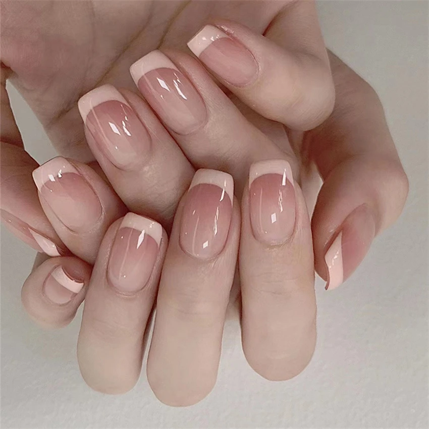 24 قطعة/المجموعة قصيرة الفرنسي - مراجعة Nail Art Pink وسعره