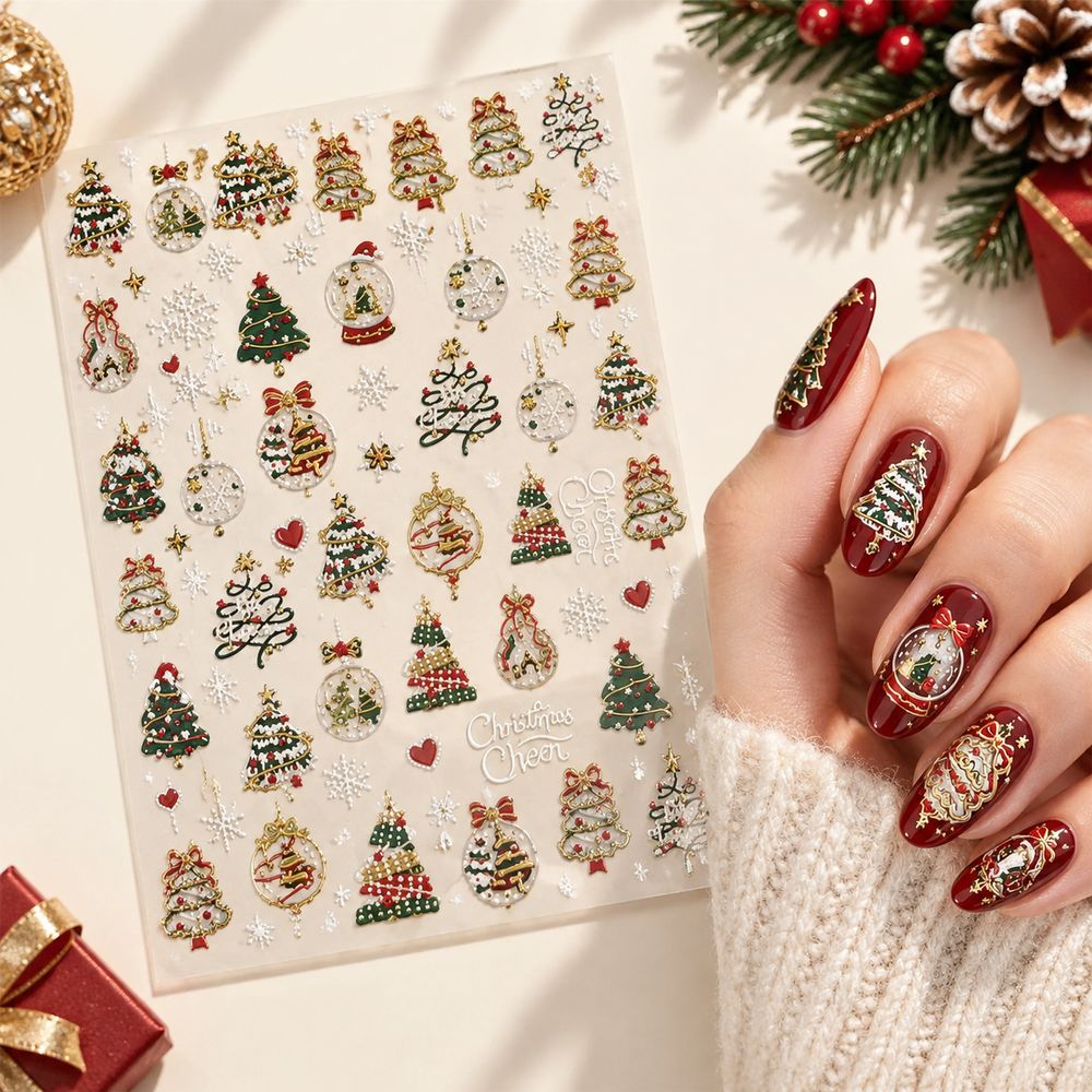 قطعة واحدة جديدة من ملصقات الأ - مراجعة Nail Art Xmas Tree وسعره