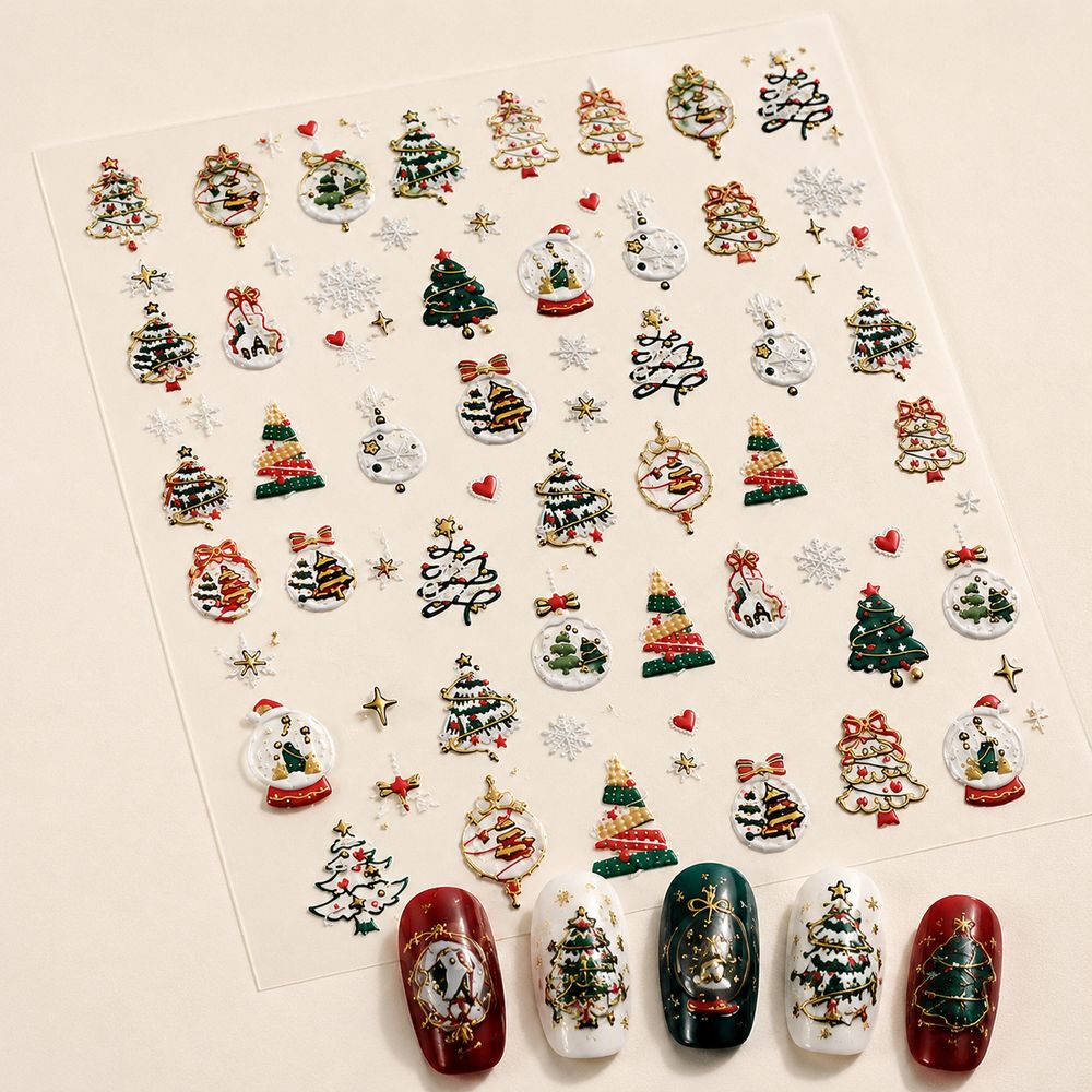 1 قطعة، ملصقات أظافر ثلاثية ال - مراجعة Nail Art Xmas Tree وسعره
