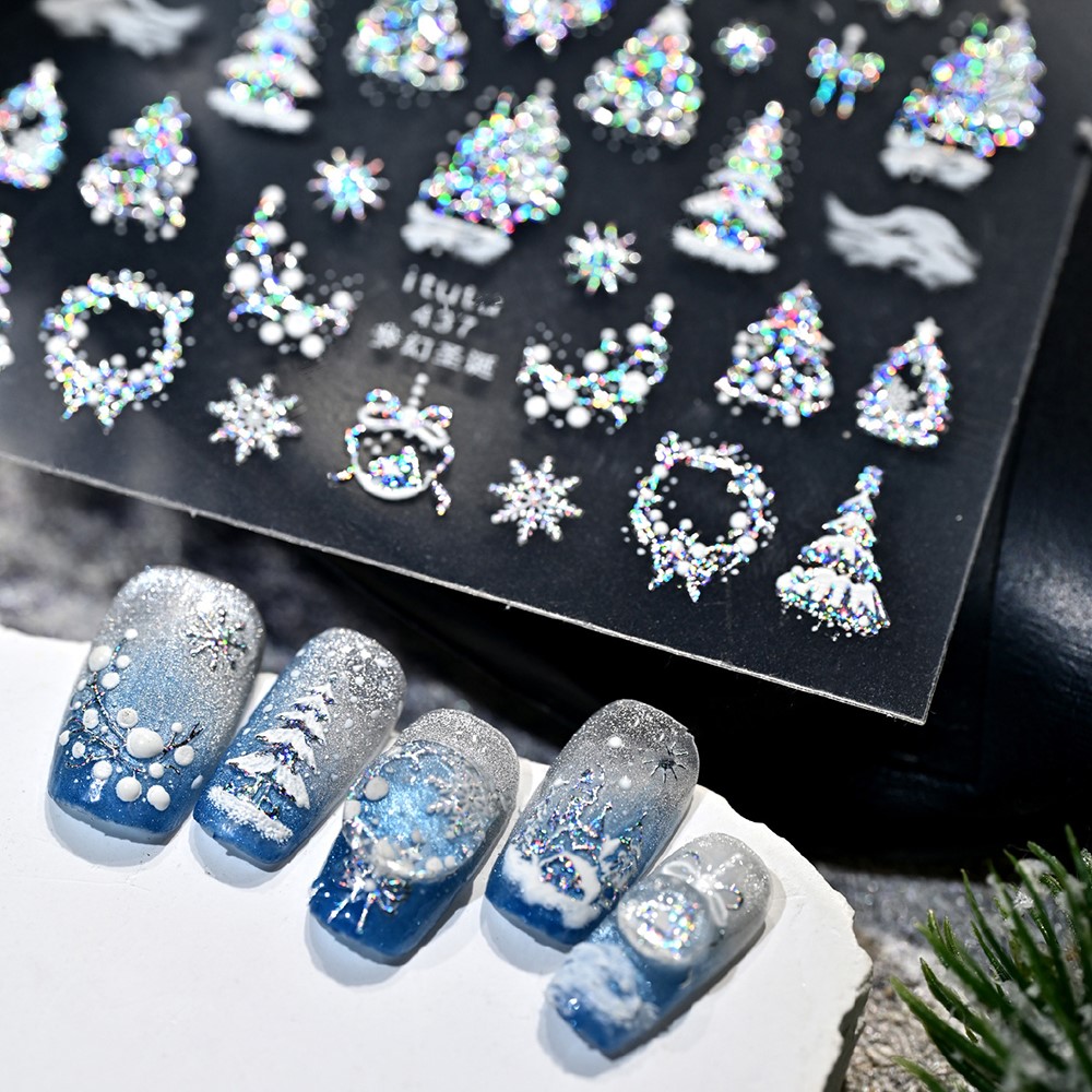 5D تنقش الذهب القلعة/الإكليل/ش - مراجعة Nail Art Xmas Tree وسعره
