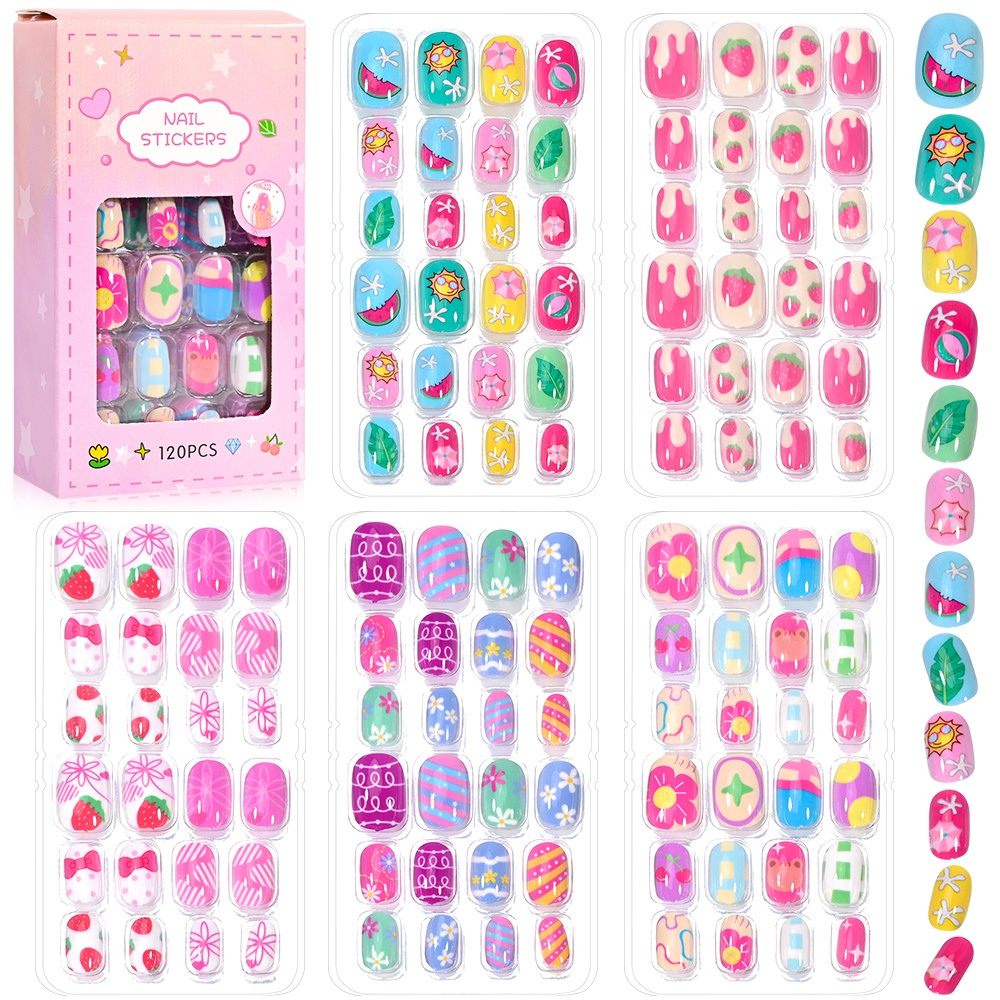 120 قطعة 5 مجموعة كاندي الاطفا - مراجعة Nail Art Pink وسعره