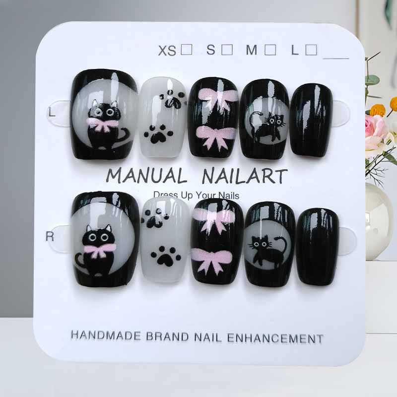 10 قطعة لطيف الكرتون القط الأس - مراجعة Nail Art Pink وسعره
