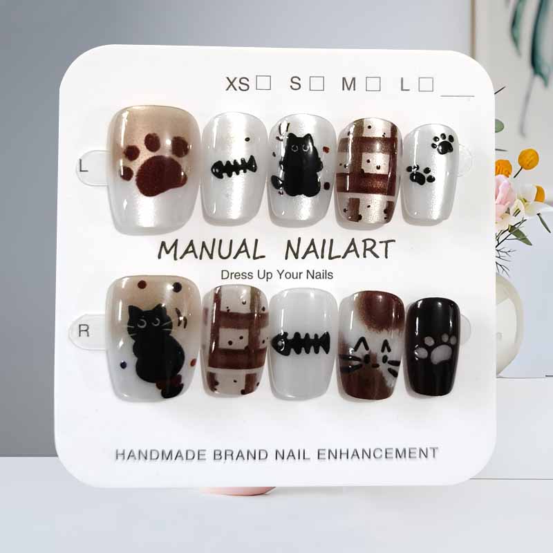 10 قطعة لطيف الكرتون القط الأس - مراجعة Nail Art Pink وسعره